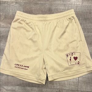 Blank NYC Cream Mesh Shorts